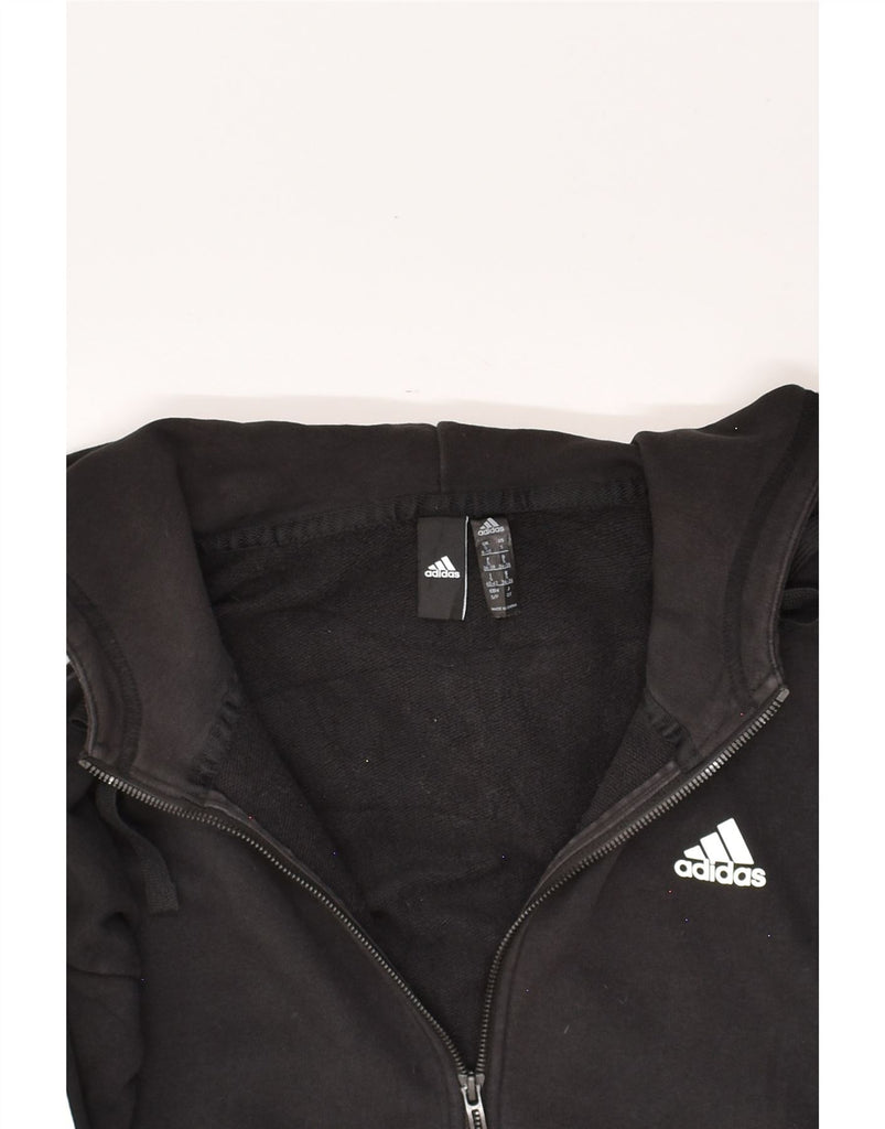 ADIDAS Womens Oversized Zip Hoodie Sweater UK 8/10 Small Black Cotton | Vintage Adidas | Thrift | Second-Hand Adidas | Used Clothing | Messina Hembry 