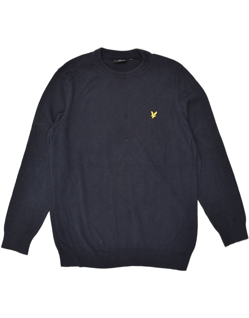 LYLE & SCOTT Mens Crew Neck Jumper Sweater Large Navy Blue Cotton | Vintage Lyle & Scott | Thrift | Second-Hand Lyle & Scott | Used Clothing | Messina Hembry 