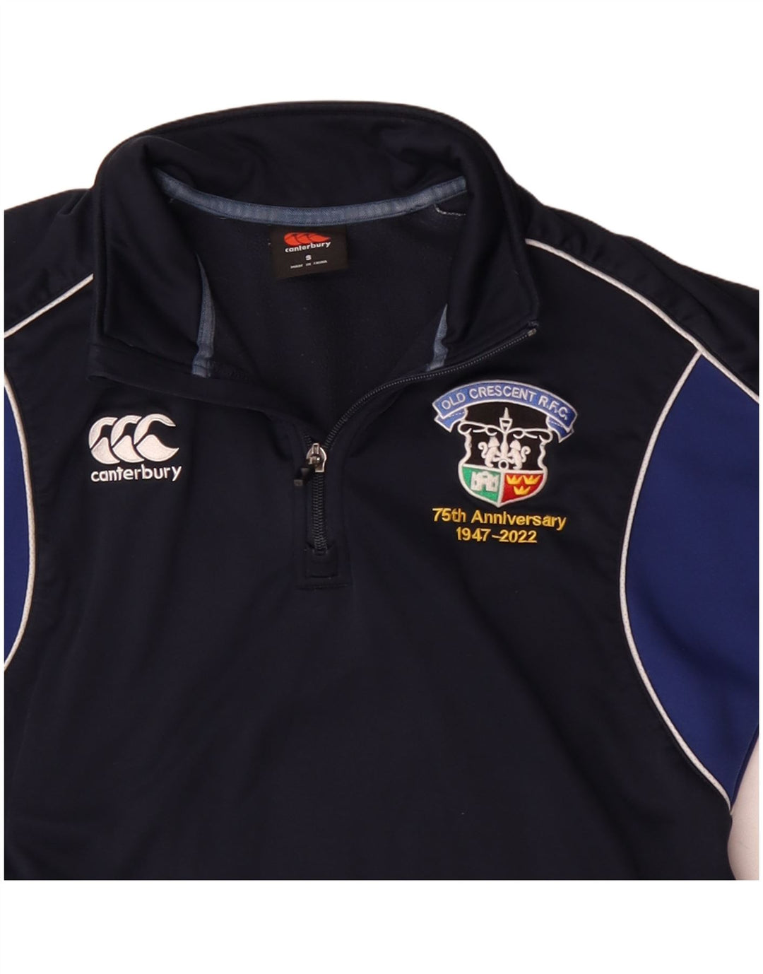 Canterbury Mens Zip Neck Pullover Tracksuit Top Small Navy Blue Colourblock