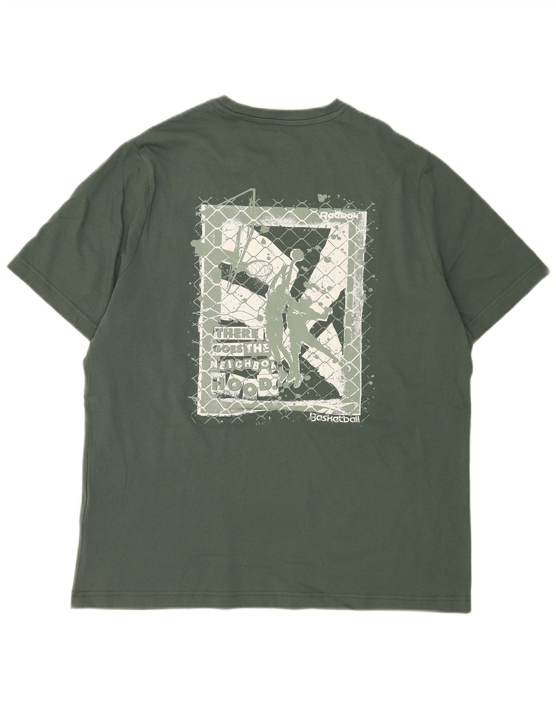 Reebok Mens Graphic T-Shirt Top Medium Green Cotton