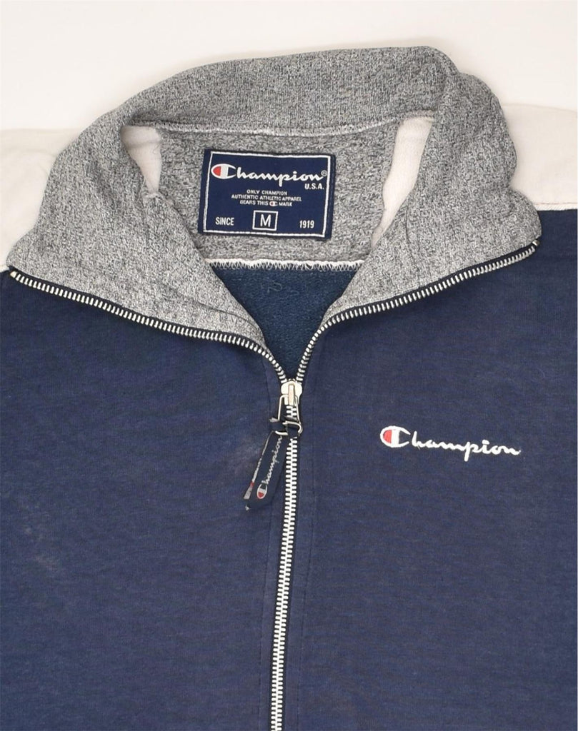 CHAMPION Mens Tracksuit Top Jacket Medium Navy Blue Colourblock Cotton | Vintage Champion | Thrift | Second-Hand Champion | Used Clothing | Messina Hembry 