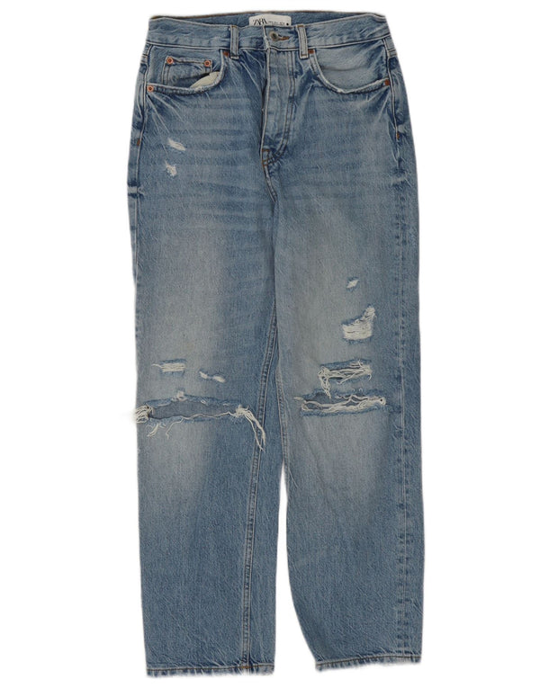 Zara Womens The Bliss High Rise Straight Jeans EU 36 XS W26 L27 Blue