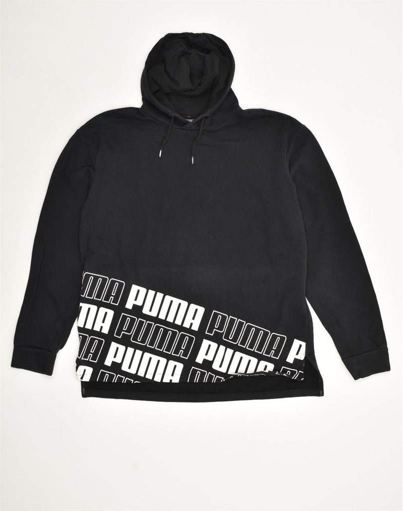 PUMA Mens Graphic Hoodie Jumper Large Black Cotton | Vintage Puma | Thrift | Second-Hand Puma | Used Clothing | Messina Hembry 