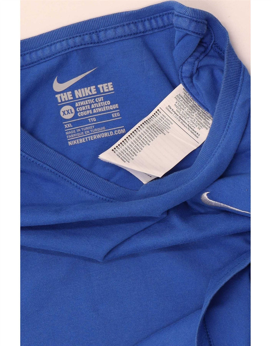Nike Mens Athletic Cut T-Shirt Top 2XL Blue Cotton