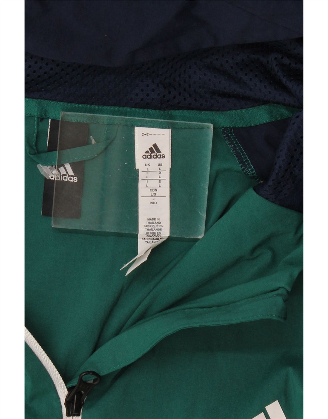 ADIDAS Mens Hooded Tracksuit Top Jacket Large Green Colourblock Nylon
