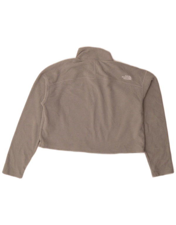 The North Face Womens Oversized Crop Fleece Jumper UK 16 Large Grey