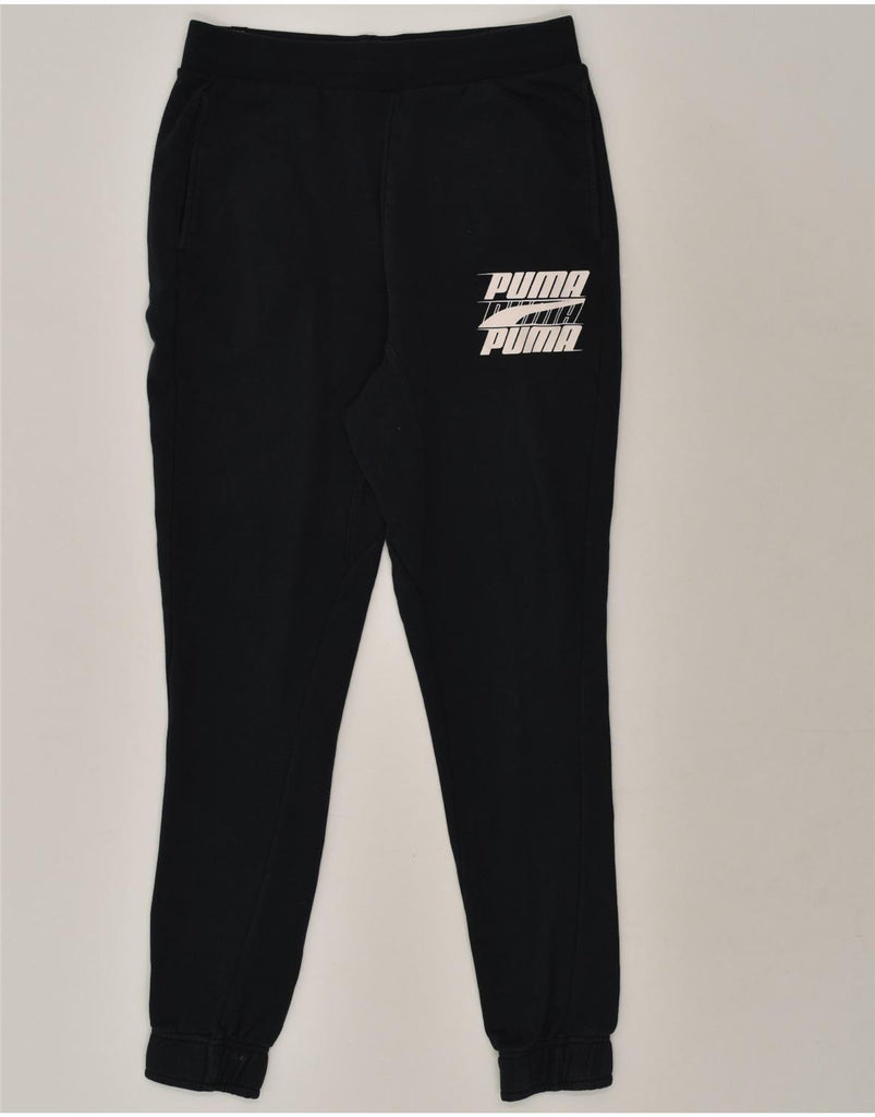 PUMA Mens Graphic Tracksuit Trousers Joggers Large Black | Vintage Puma | Thrift | Second-Hand Puma | Used Clothing | Messina Hembry 