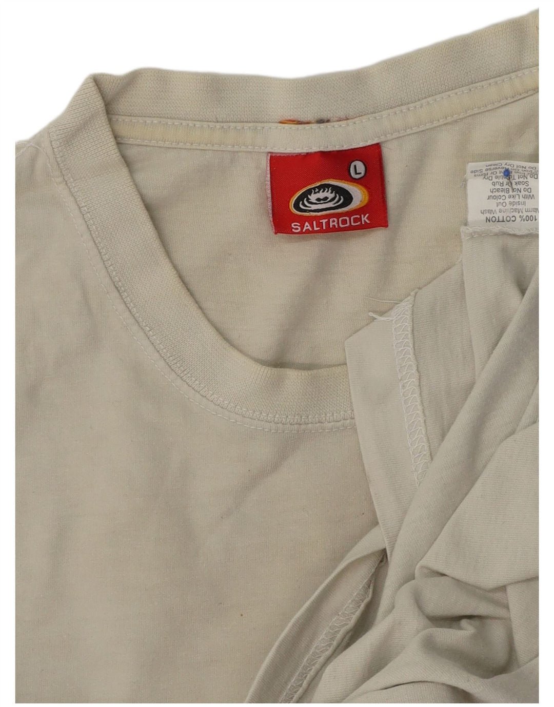 Saltrock Mens Graphic T-Shirt Top Large Off White Cotton