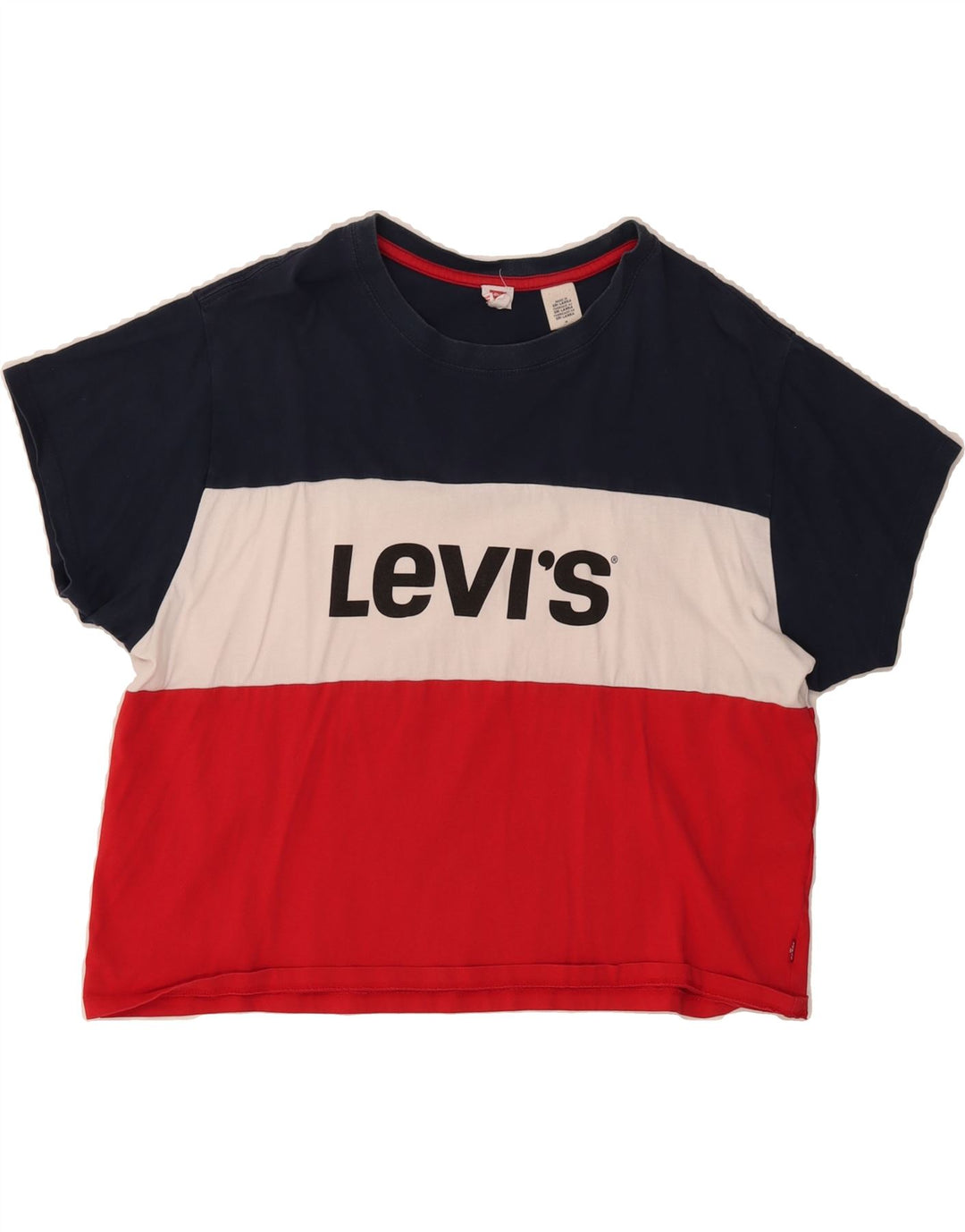 LEVI'S Womens Graphic T-Shirt Top UK 14 Medium Multicoloured Colourblock Vintage Levi's and Second-Hand Levi's from Messina Hembry 