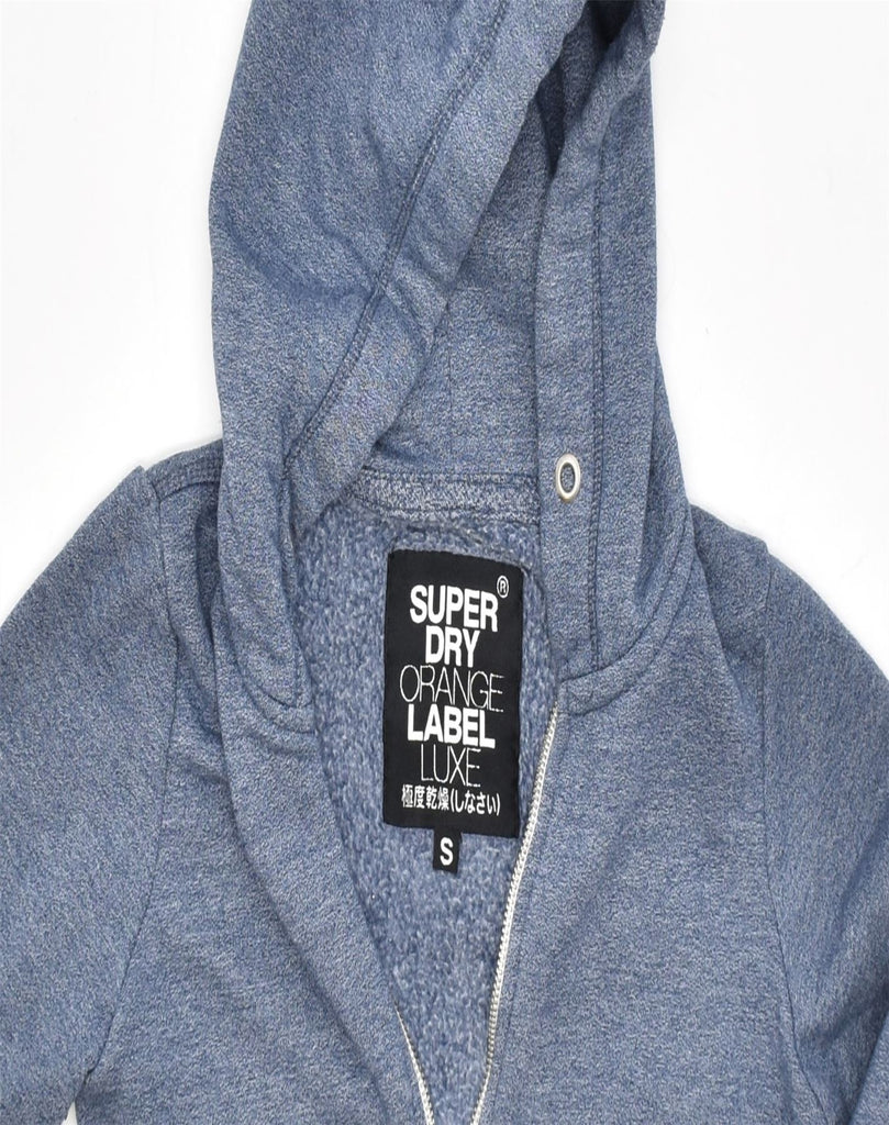 SUPERDRY Womens Orange Label Zip Hoodie Sweater UK 10 Small Blue Cotton | Vintage | Thrift | Second-Hand | Used Clothing | Messina Hembry 