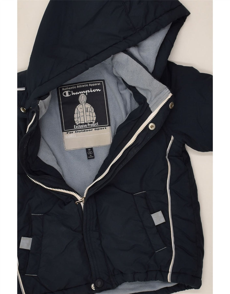 CHAMPION Baby Boys Hooded Windbreaker Jacket 9-12 Months Small Navy Blue | Vintage Champion | Thrift | Second-Hand Champion | Used Clothing | Messina Hembry 