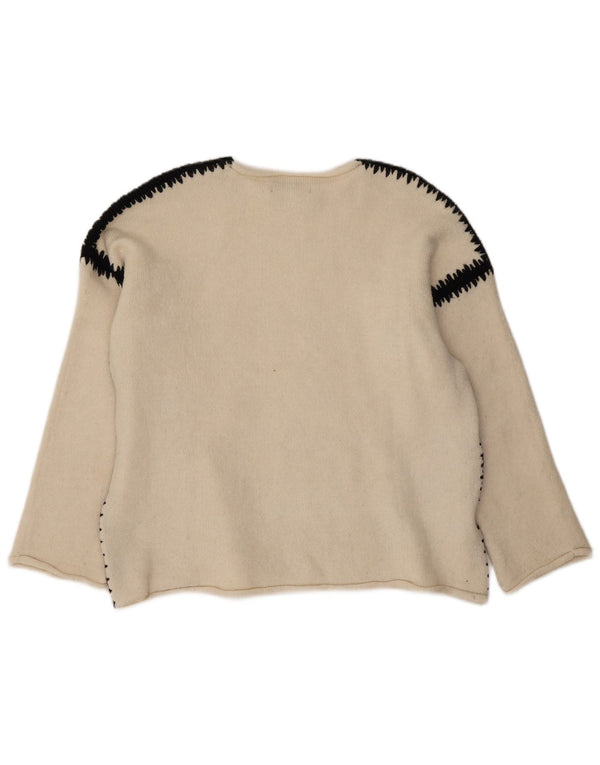 Zara Womens Boat Neck Jumper Sweater UK 14 Medium White Colourblock