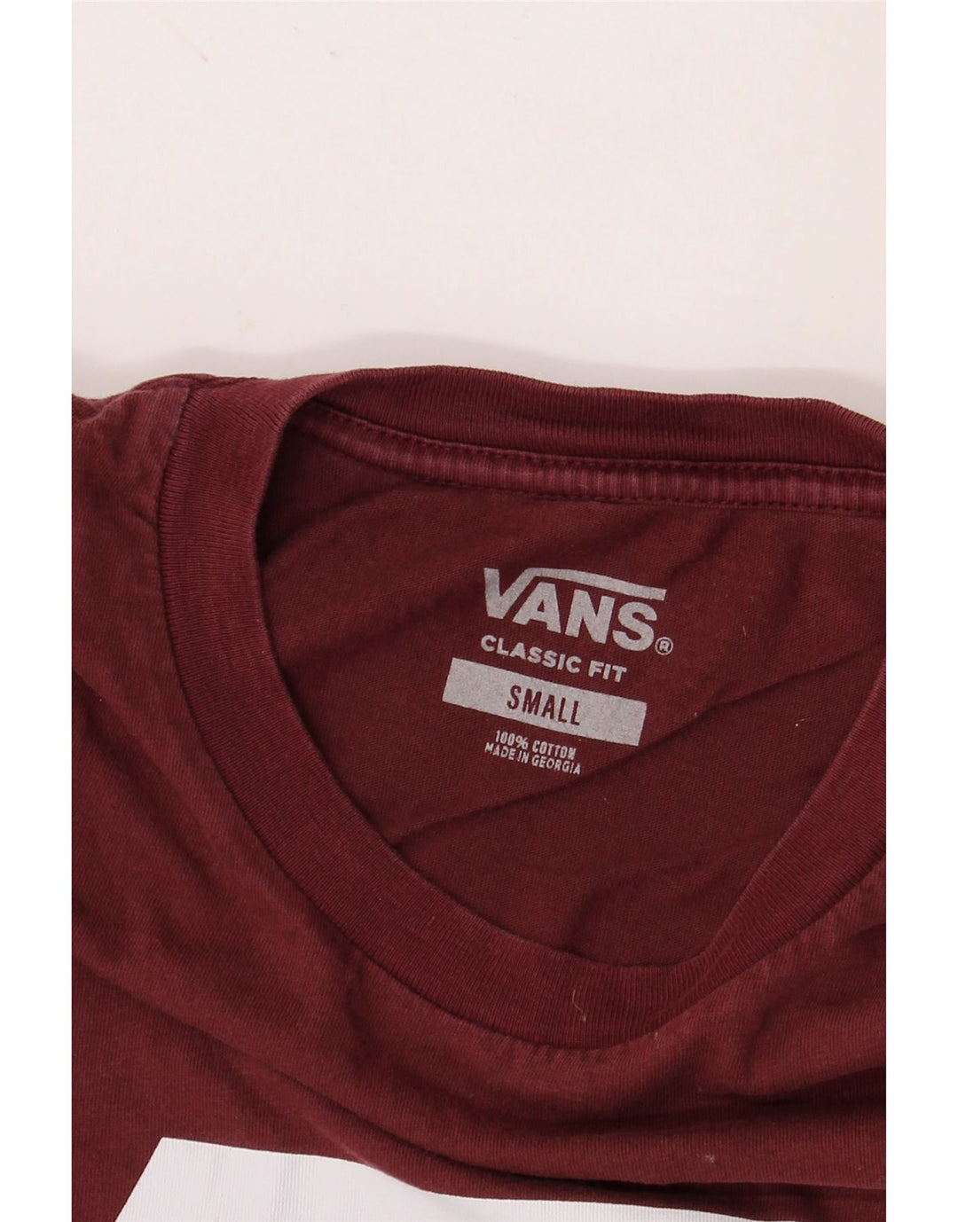 Vans Mens Classic Fit Graphic T-Shirt Top Small Maroon Cotton