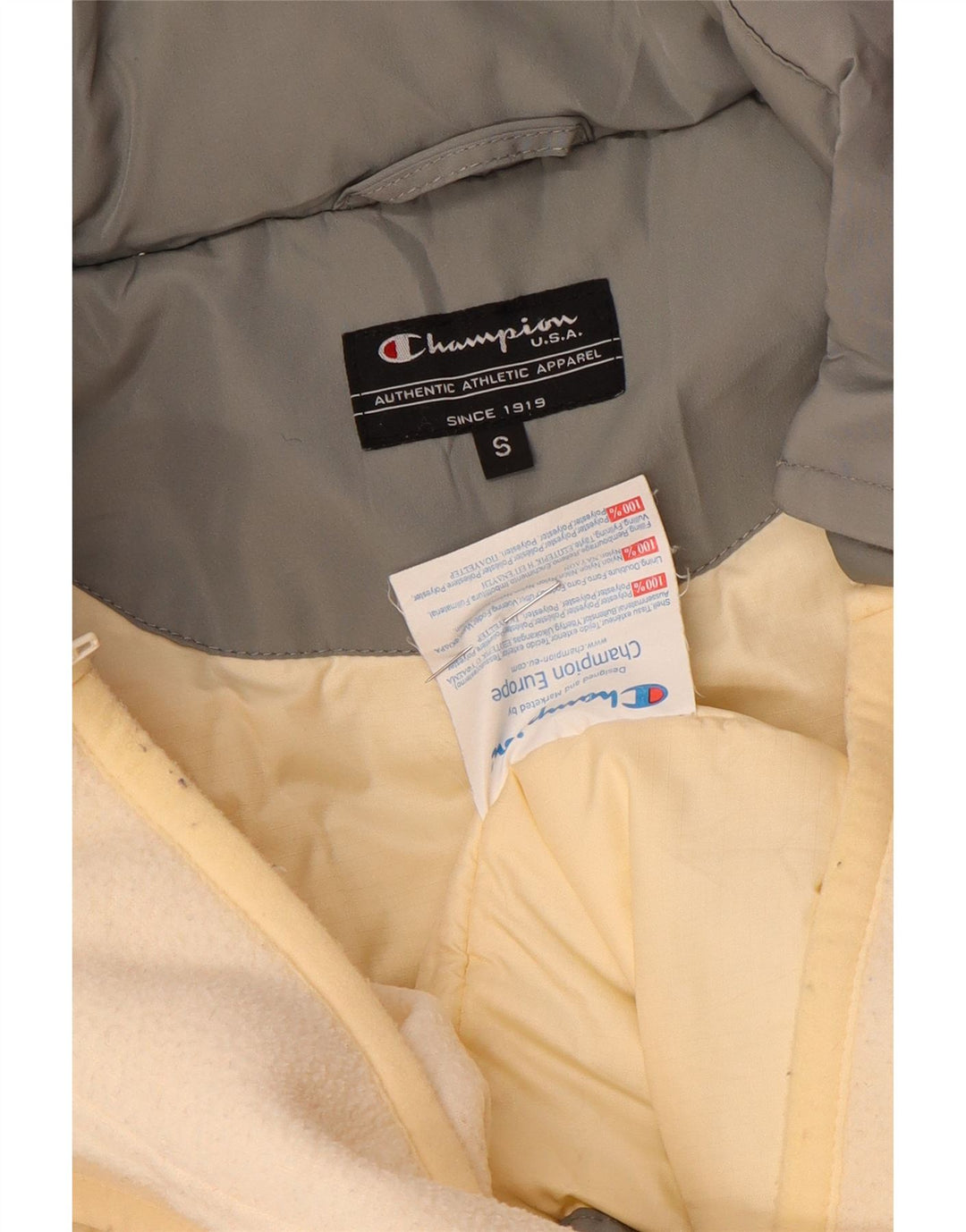 Champion Womens Oversized Padded Jacket UK 10 Small Grey Nylon