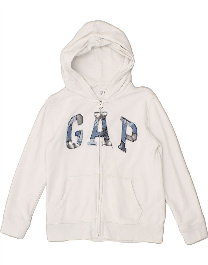 GAP Boys Graphic Zip Hoodie Sweater 7-8 Years Medium White Cotton | Vintage Gap | Thrift | Second-Hand Gap | Used Clothing | Messina Hembry 