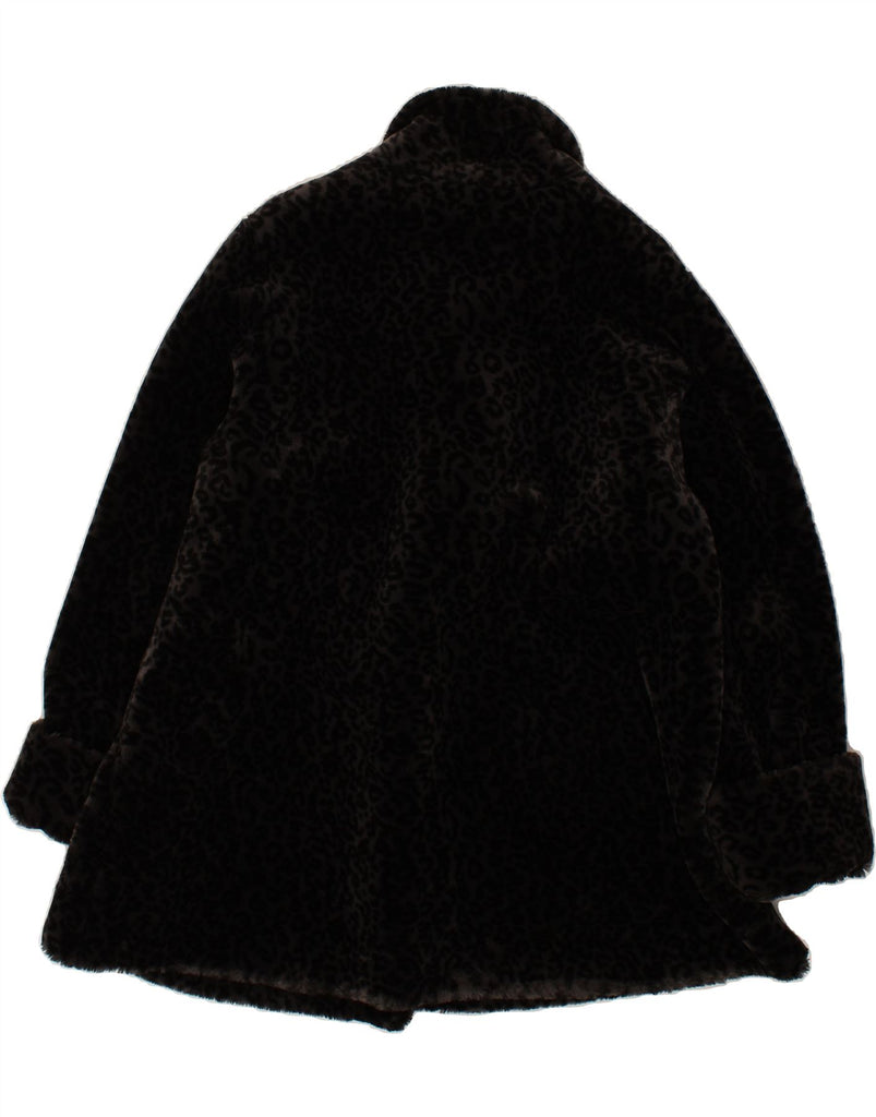 VINTAGE Womens Loose Fit Faux Fur Coat UK 18 XL Black Animal Print Acrylic Vintage Vintage and Second-Hand Vintage from Messina Hembry 