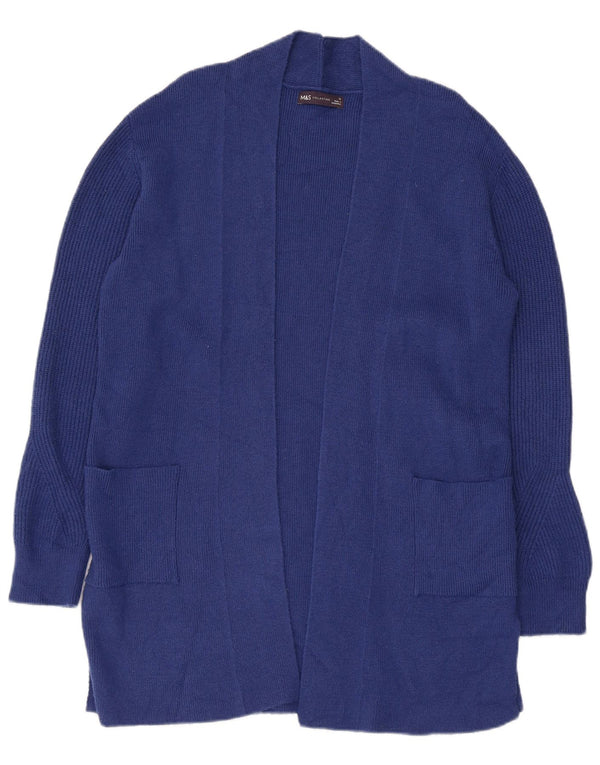Marks & Spencer Womens Longline Open Cardigan Sweater UK 12 Medium Blue