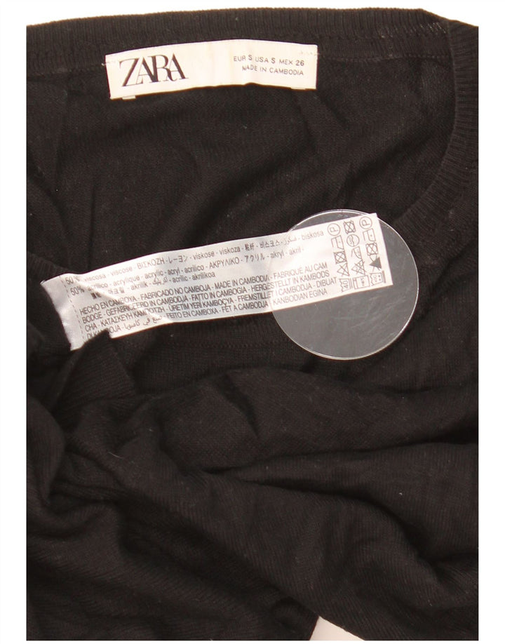 Zara Womens Oversized Crew Neck Jumper Sweater UK 10 Small Black Viscose