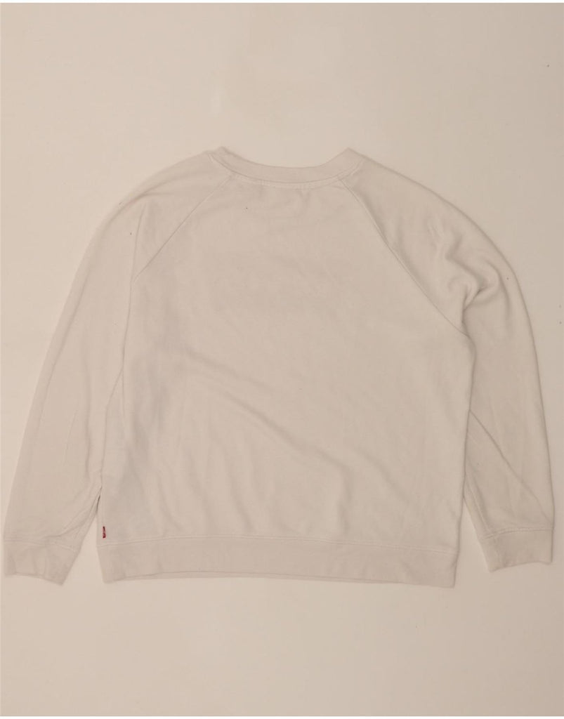 LEVI'S Womens Graphic Sweatshirt Jumper UK 16 Large White Cotton Vintage Levi's and Second-Hand Levi's from Messina Hembry 