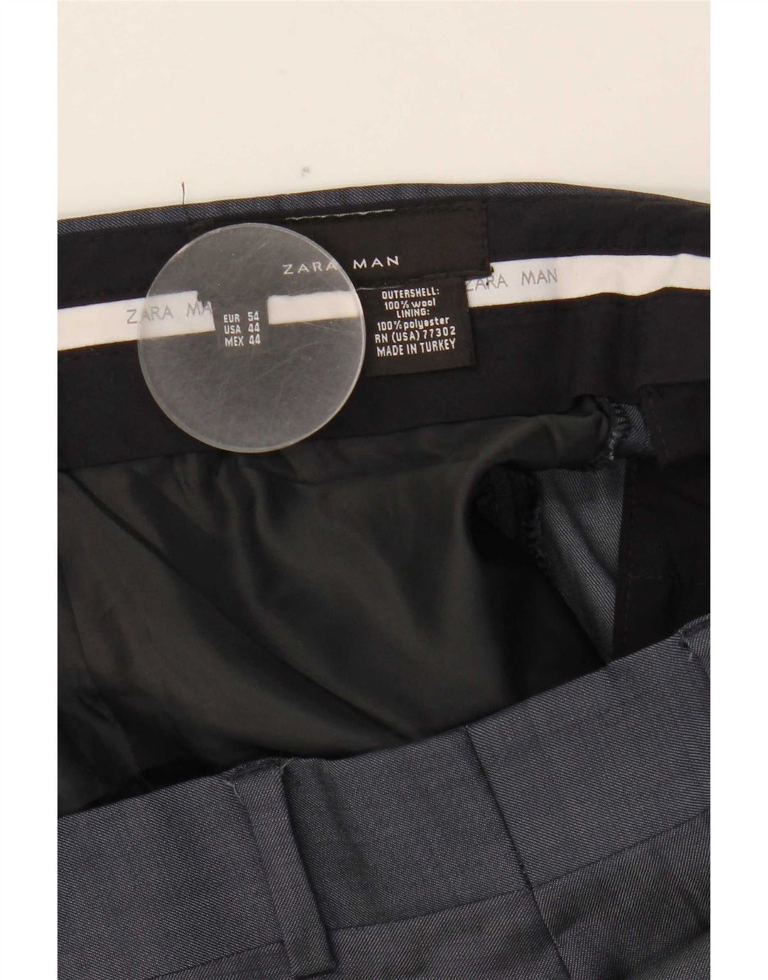Zara Mens Straight Suit Trousers W44 L31 Navy Blue Wool