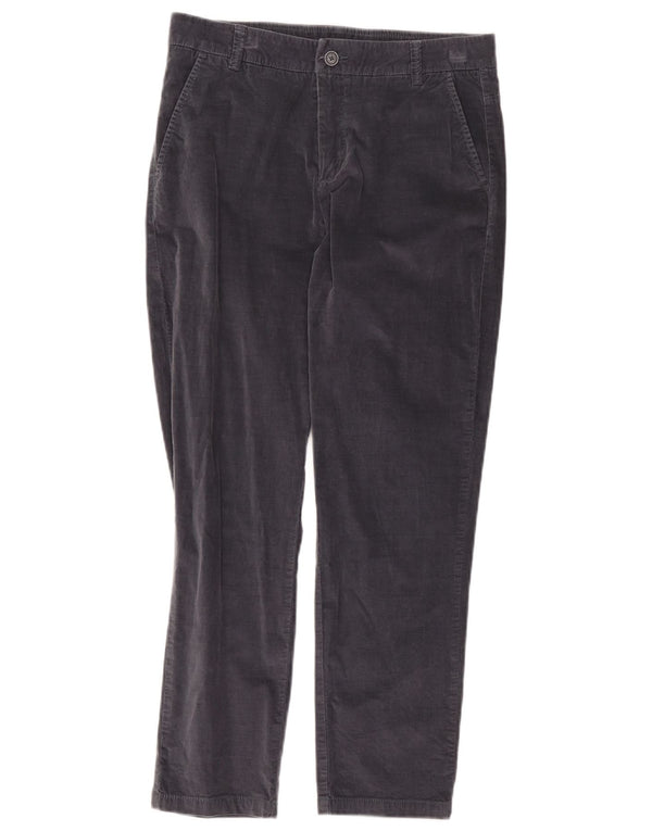 Benetton Womens Straight Corduroy Trousers UK 10 Small W30 L25 Grey Cotton