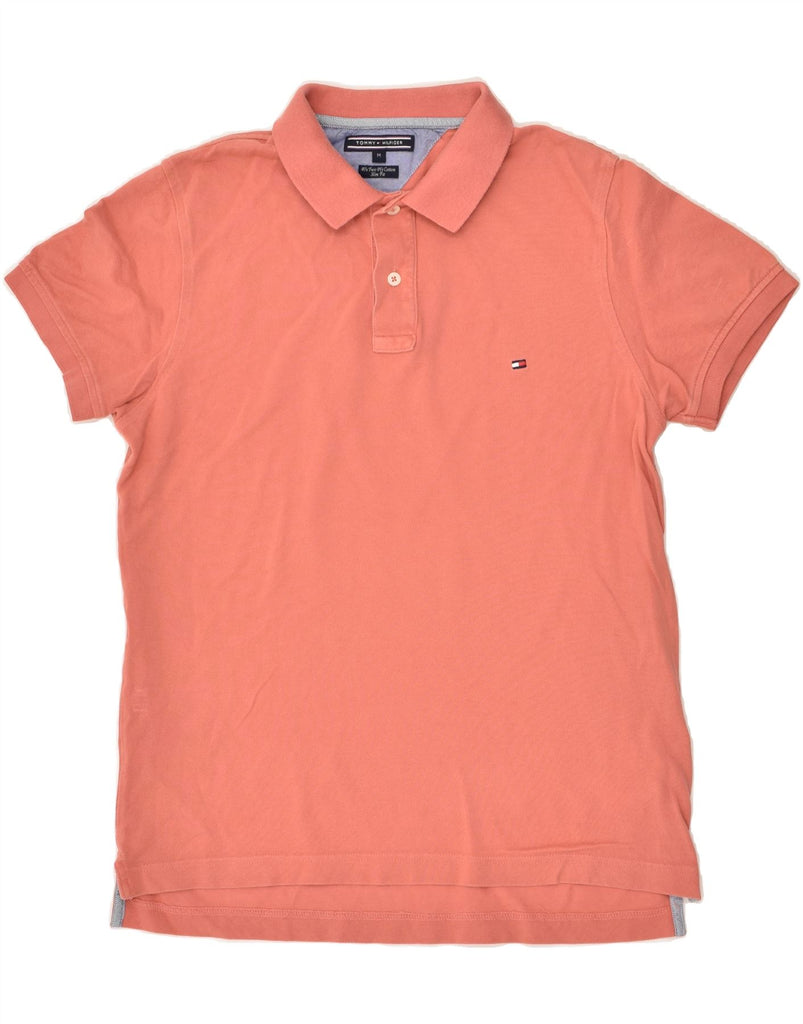 TOMMY HILFIGER Mens Slim Fit Polo Shirt Medium Orange Cotton | Vintage Tommy Hilfiger | Thrift | Second-Hand Tommy Hilfiger | Used Clothing | Messina Hembry 