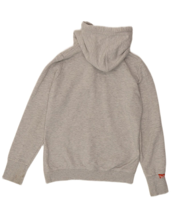 Superdry Womens Graphic Hoodie Jumper UK 14 Medium Grey Flecked Cotton