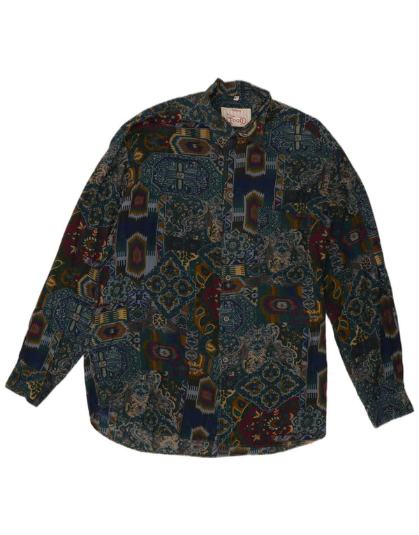 Togo Mens Shirt Large Multicoloured Patchwork Viscose