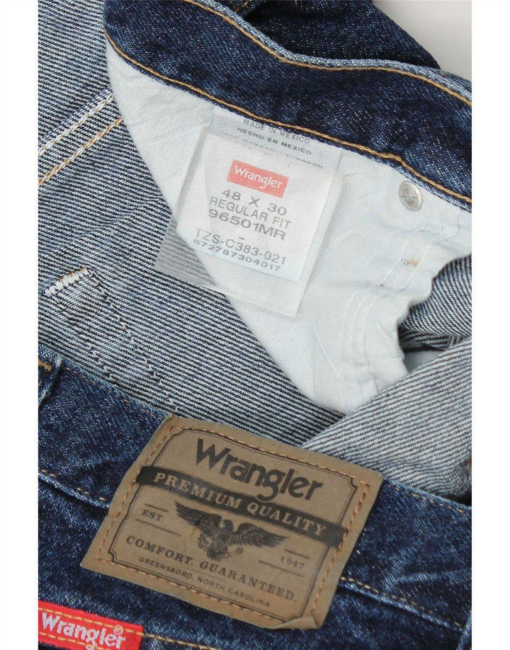 Wrangler Mens Regular Fit Straight Jeans W48 L30 Blue Cotton