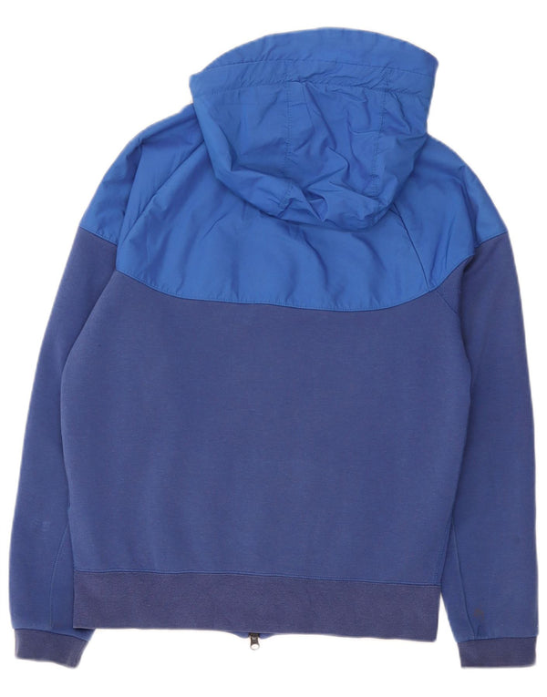 Nike Mens Zip Hoodie Sweater Small Blue Colourblock Cotton