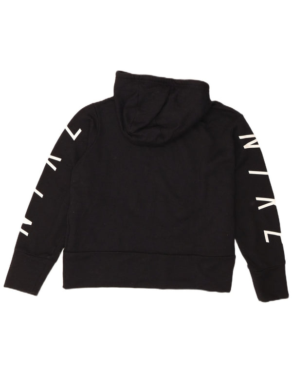 Nike Womens Dri Fit Graphic Hoodie Jumper UK 18 XL Black Polyester