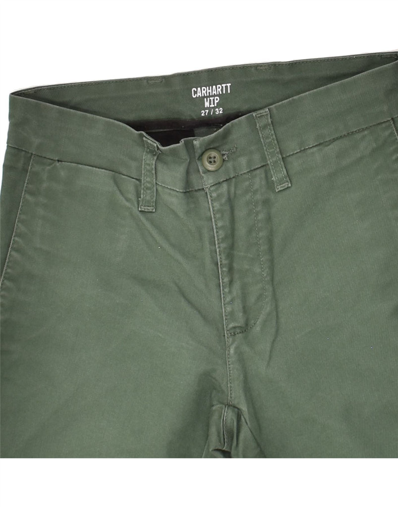 CARHARTT Mens Wip Skinny Chino Trousers W27 L32 Green Cotton | Vintage Carhartt | Thrift | Second-Hand Carhartt | Used Clothing | Messina Hembry 