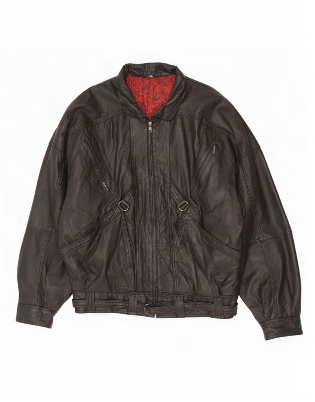 Vintage Mens Leather Jacket IT 52 XL Black