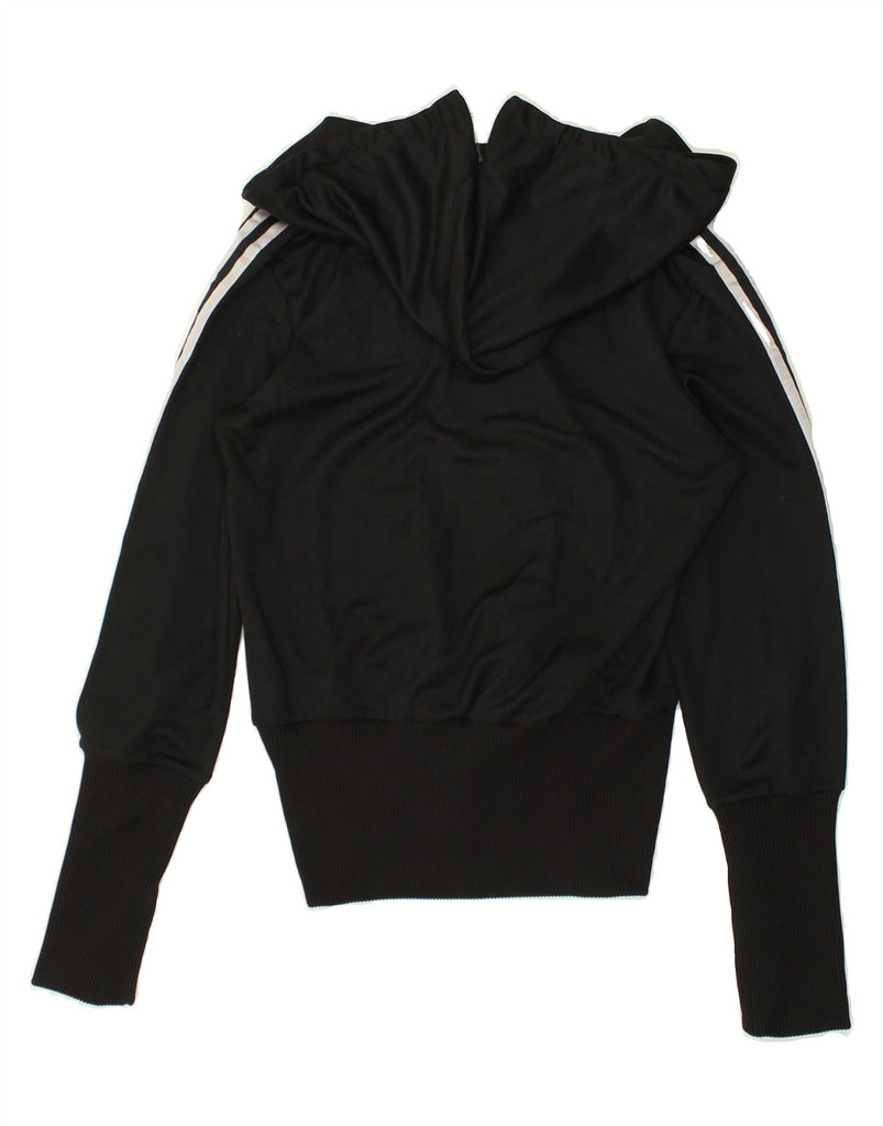 ADIDAS Womens Zip Hoodie Sweater IT 42 Medium Black Polyester | Vintage Adidas | Thrift | Second-Hand Adidas | Used Clothing | Messina Hembry 