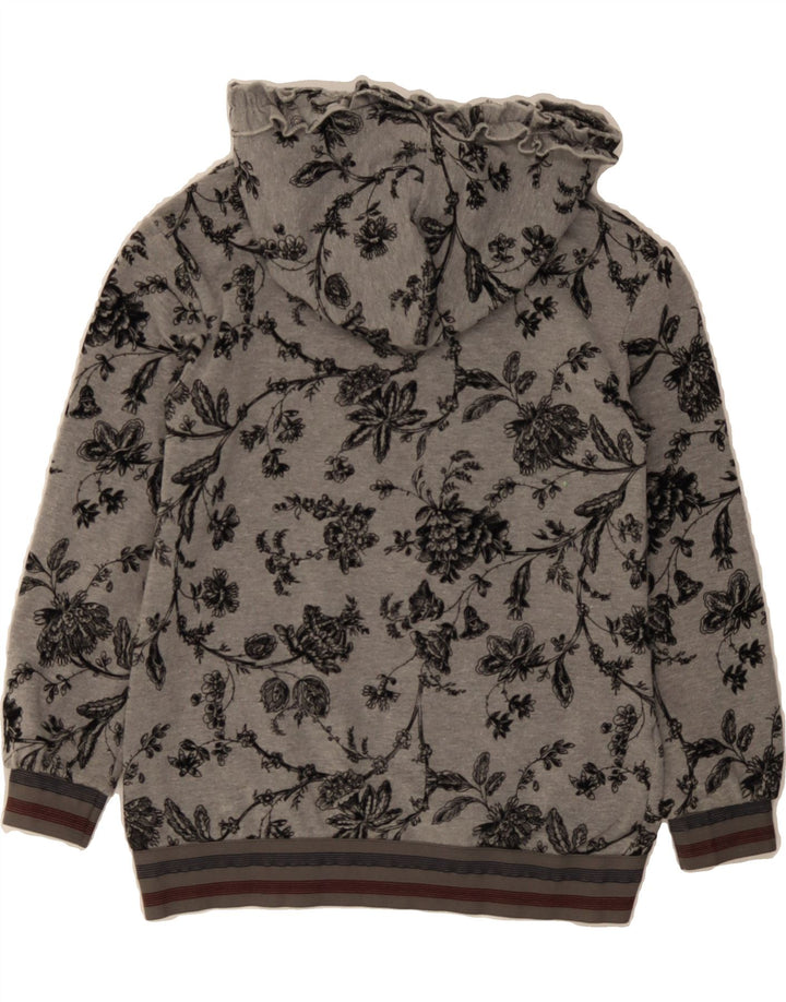 BYBLOS Girls Hoodie Jumper 9-10 Years Grey Floral Cotton Vintage Byblos and Second-Hand Byblos from Messina Hembry 