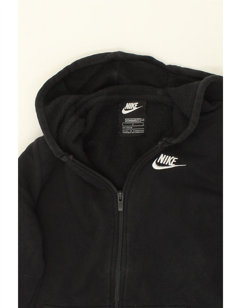 NIKE Boys Standard Fit Zip Hoodie Sweater 12-13 Years Large  Black Cotton | Vintage Nike | Thrift | Second-Hand Nike | Used Clothing | Messina Hembry 