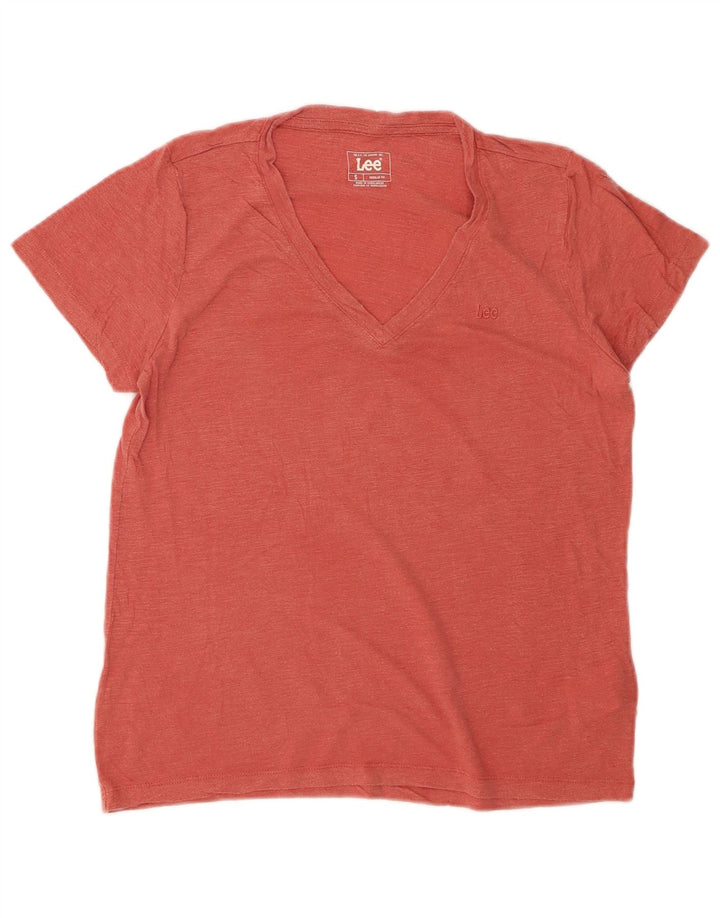 LEE Womens Regular Fit T-Shirt Top UK 10 Small Red Lyocell