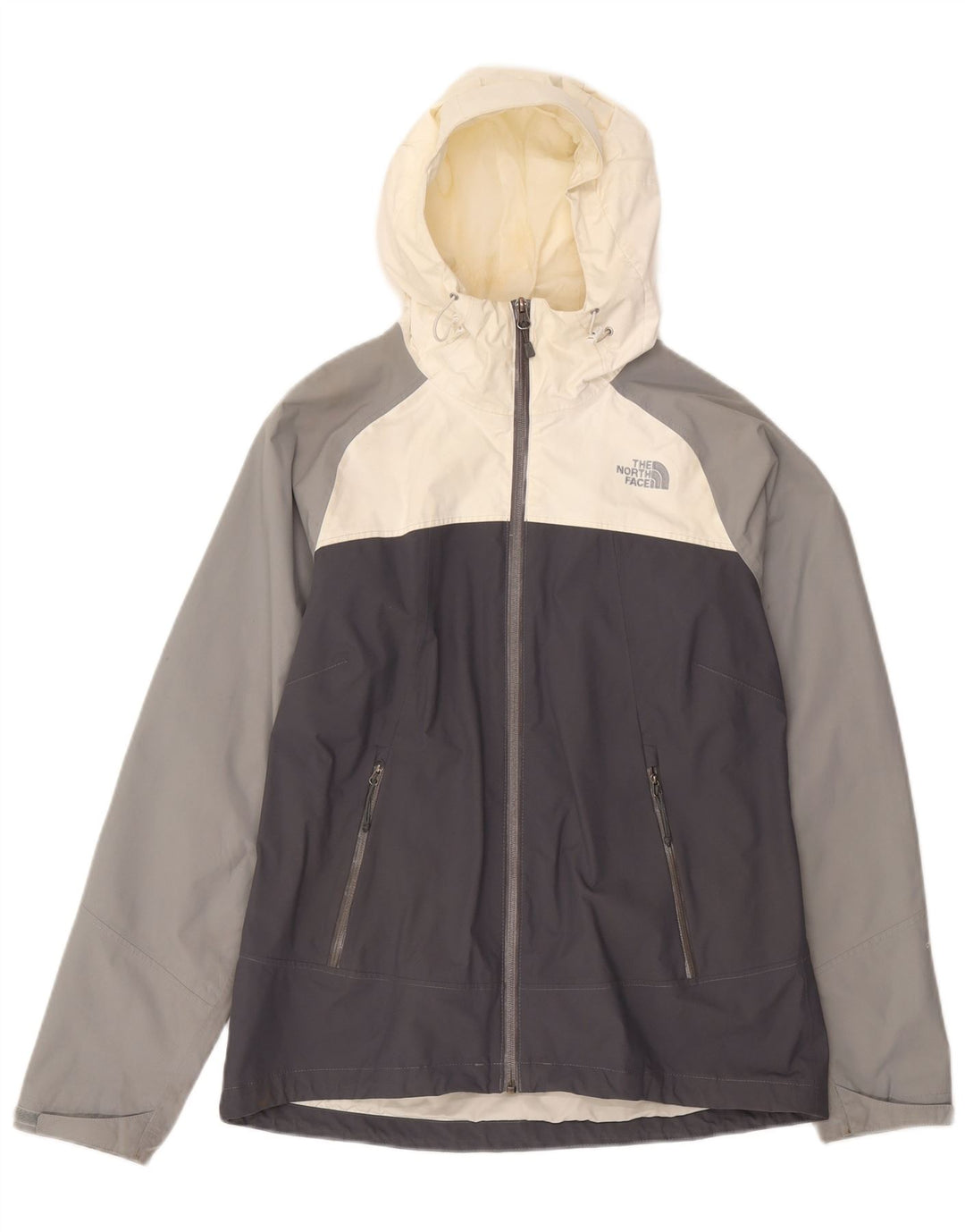 Hugo Boss Womens Hooded Rain Jacket UK 16 Large Grey Colourblock Nylon