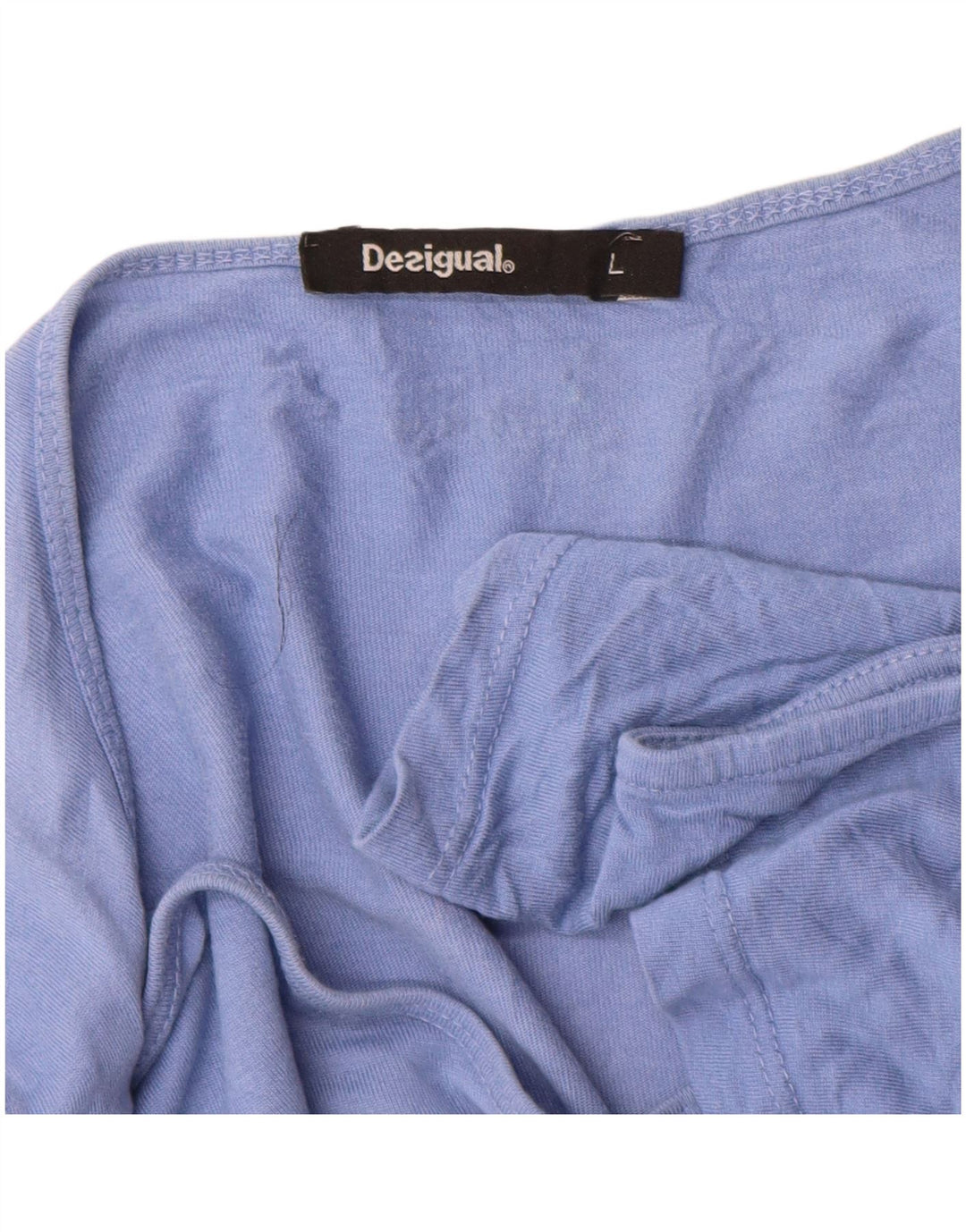 Desigual Womens Graphic Off Shoulder Top UK 16 Large Blue Floral