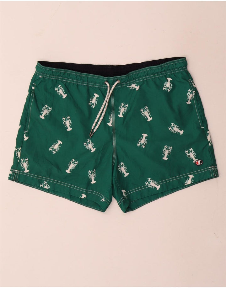 Champion Mens Abstract Pattern Swimming Shorts Large  Green