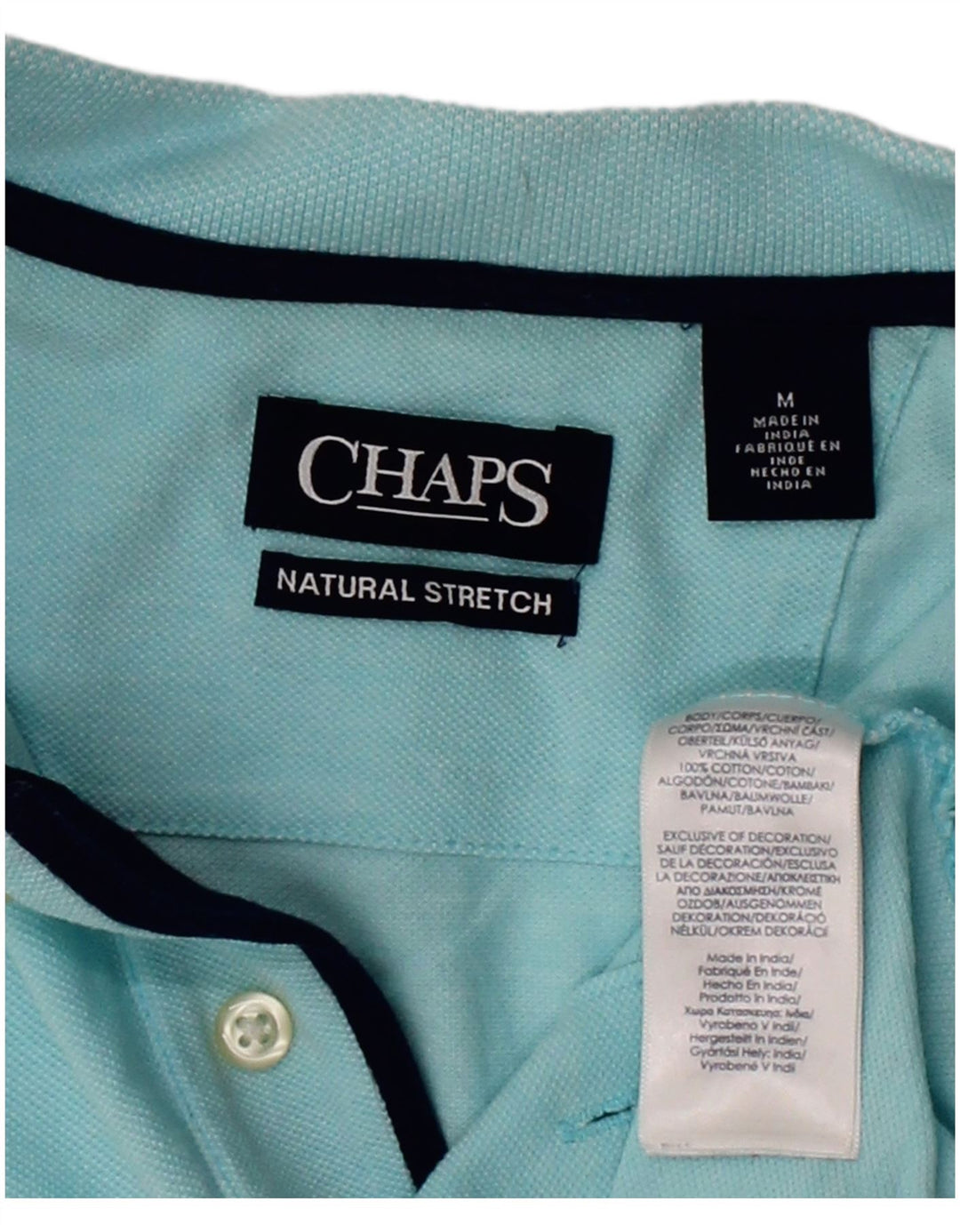 CHAPS Mens Polo Shirt Medium Blue Cotton