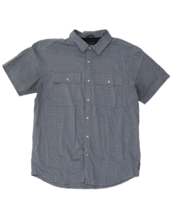 PRANA Mens Short Sleeve Shirt Medium Blue Check