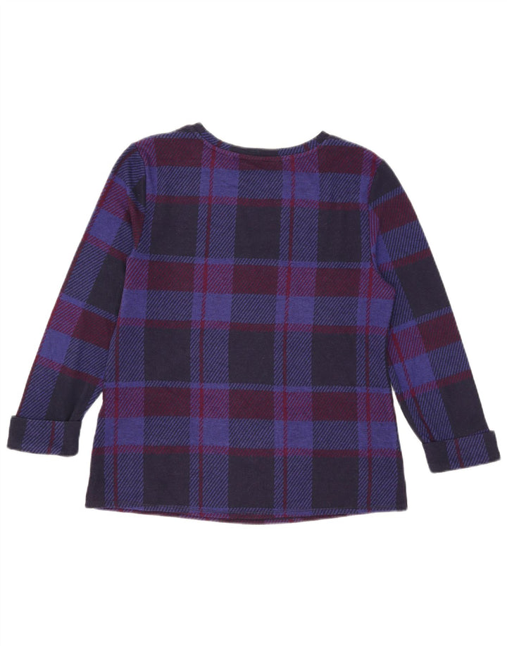 Marks & Spencer Womens Top 3/4 Sleeve UK 10 Small Navy Blue Check