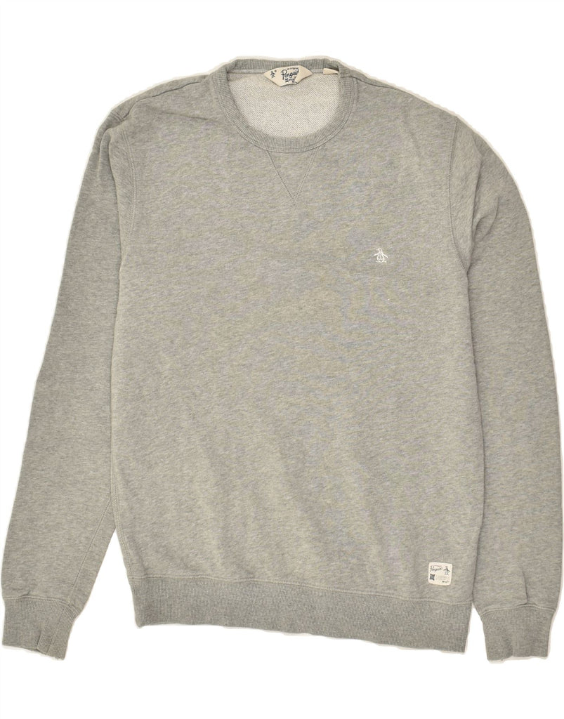 PENGUIN Mens Sweatshirt Jumper Medium Grey Cotton | Vintage Penguin | Thrift | Second-Hand Penguin | Used Clothing | Messina Hembry 