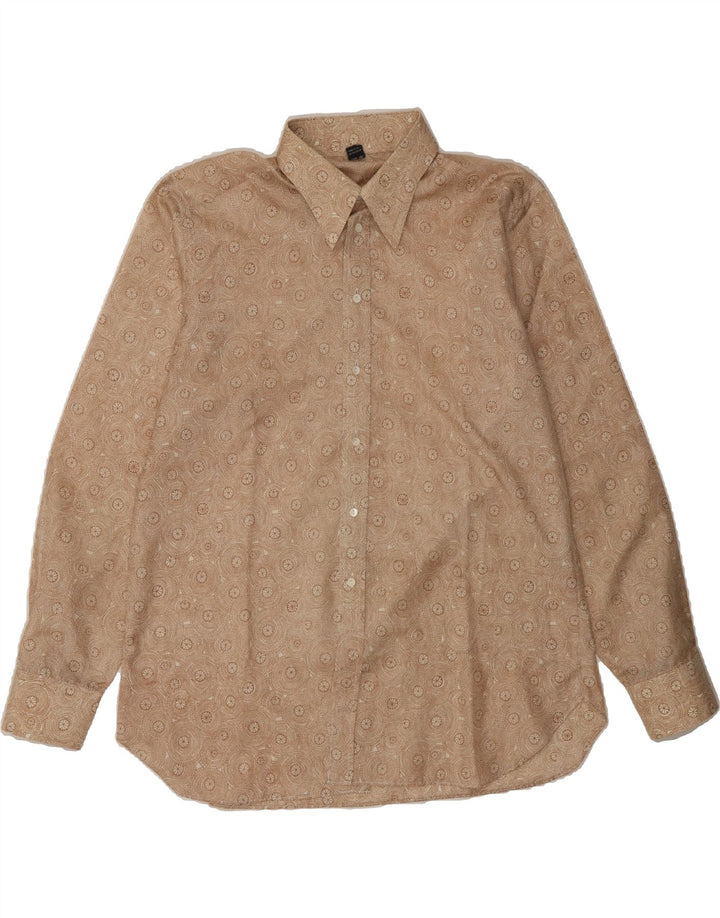 VINTAGE Mens Shirt Large Brown Floral Polyamide Vintage Vintage and Second-Hand Vintage from Messina Hembry 