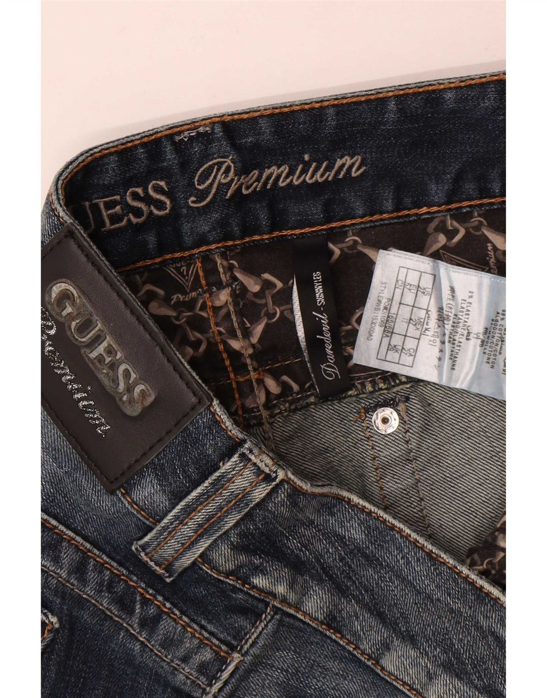 Guess Womens Distressed Slim Jeans W29 L32 Blue Cotton