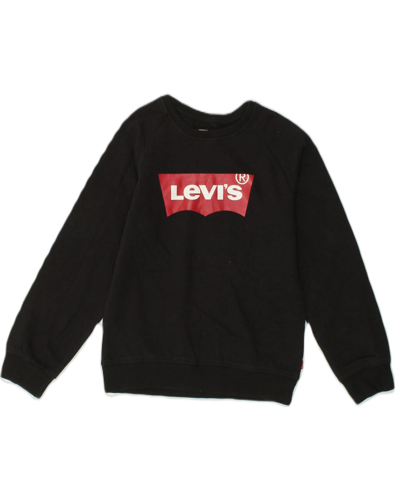 LEVI'S Girls Graphic Sweatshirt Jumper 9-10 Years Large Black Cotton | Vintage Levi's | Thrift | Second-Hand Levi's | Used Clothing | Messina Hembry 