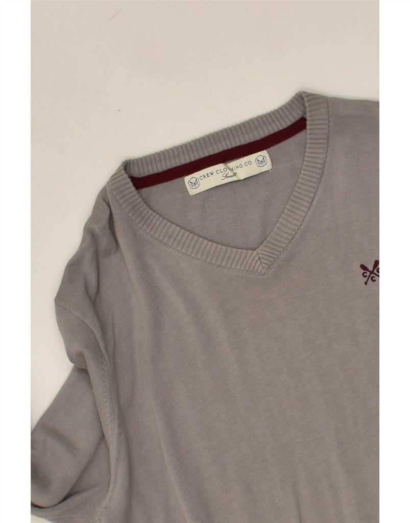 CREW CLOTHING Mens V-Neck Jumper Sweater Small Grey Cotton | Vintage Crew Clothing | Thrift | Second-Hand Crew Clothing | Used Clothing | Messina Hembry 