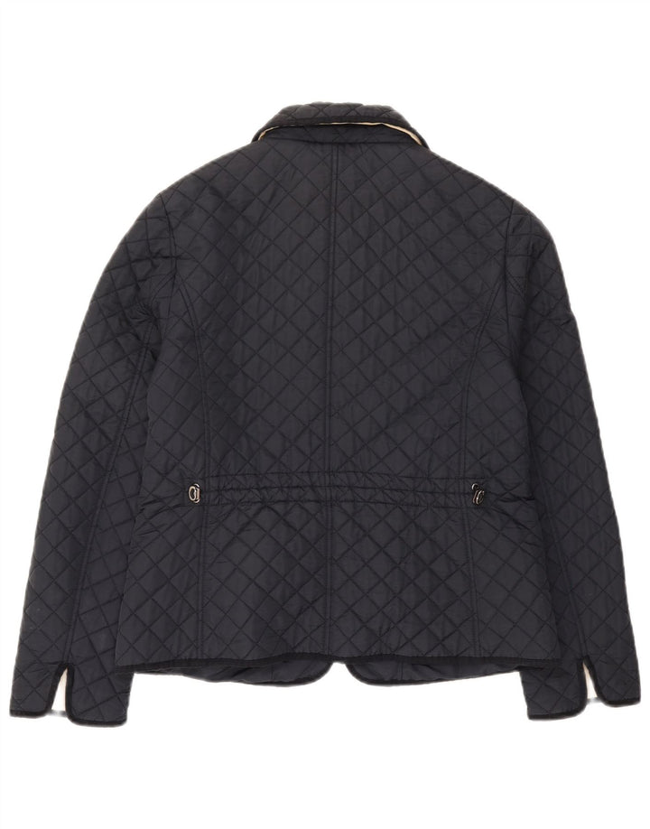 Hobbs Womens Quilted Jacket UK 12 Medium Navy Blue Polyamide