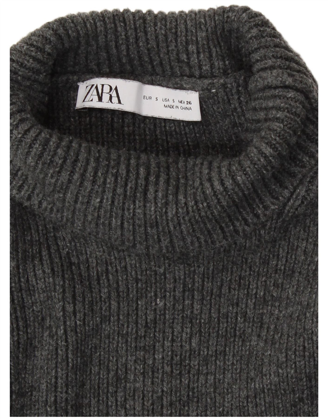 Zara Womens Longline Roll Neck Jumper Sweater UK 8 Small Grey Acrylic